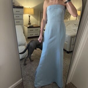 Elegant Blue Strapless Dress